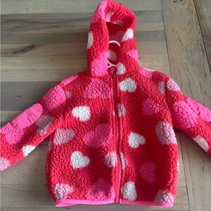 Red and Pink Heart Patterned Fleece Jacket